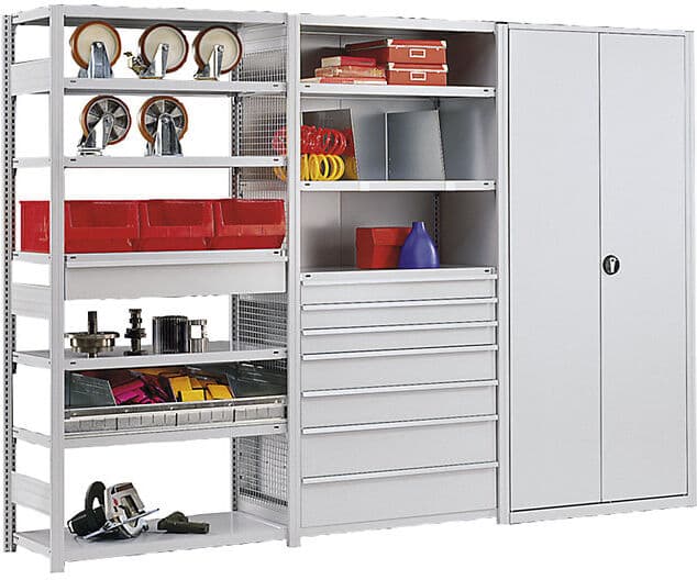 Steckregal, Bauart mittelschwer, doppelseitig, HxBxT 2500 x 1300 x 300 mm, verzinkt, Grundregal eurokraft pro