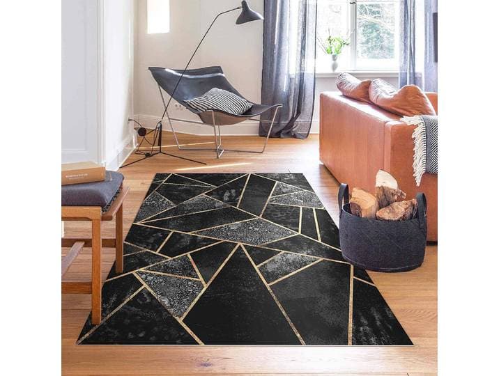 Tapis en vinyle Triangle gris et doré 60 x 90cm Noir