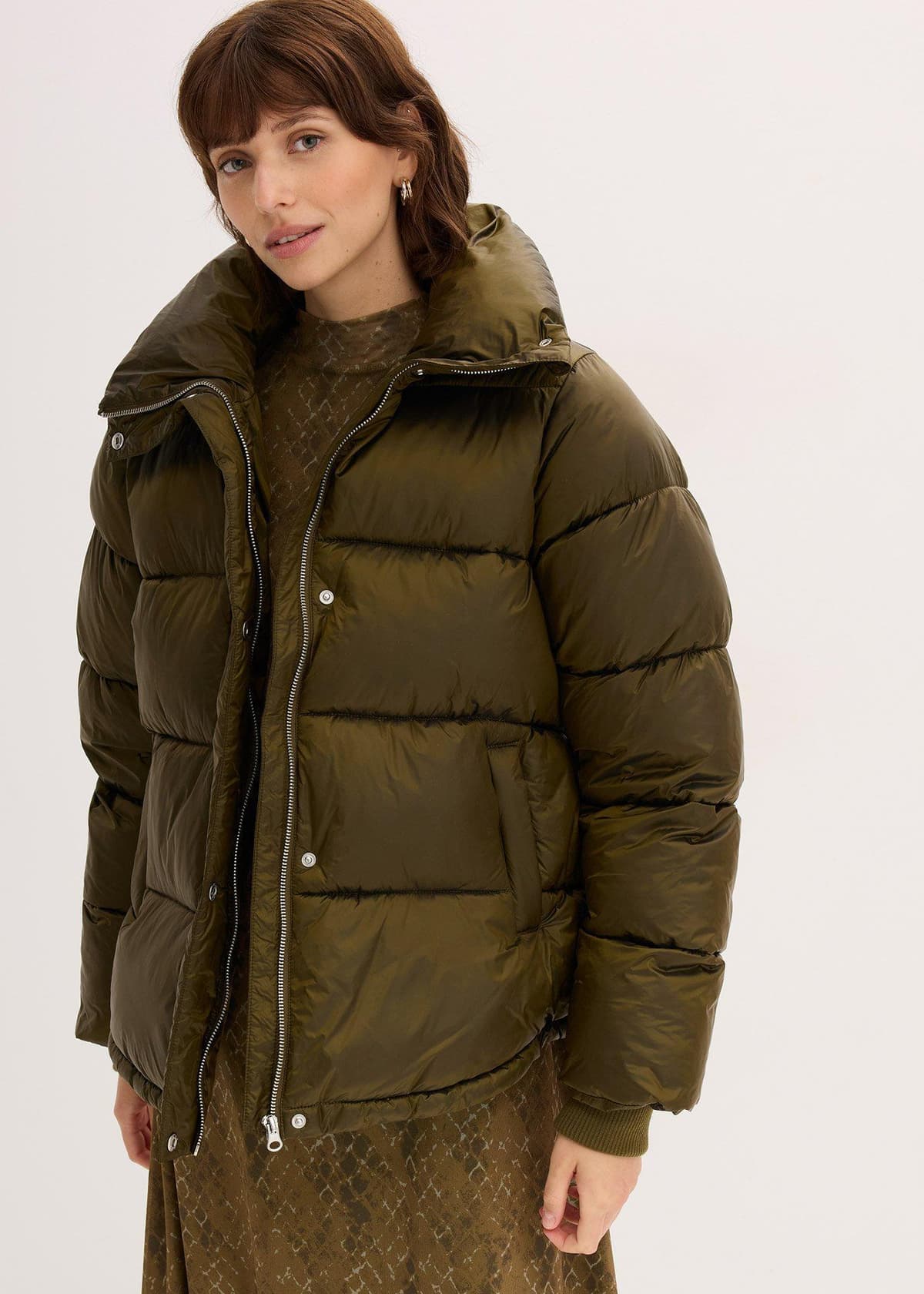 bonprix Oversize Steppjacke, grün, Gr.42, Oversize Steppjacke
