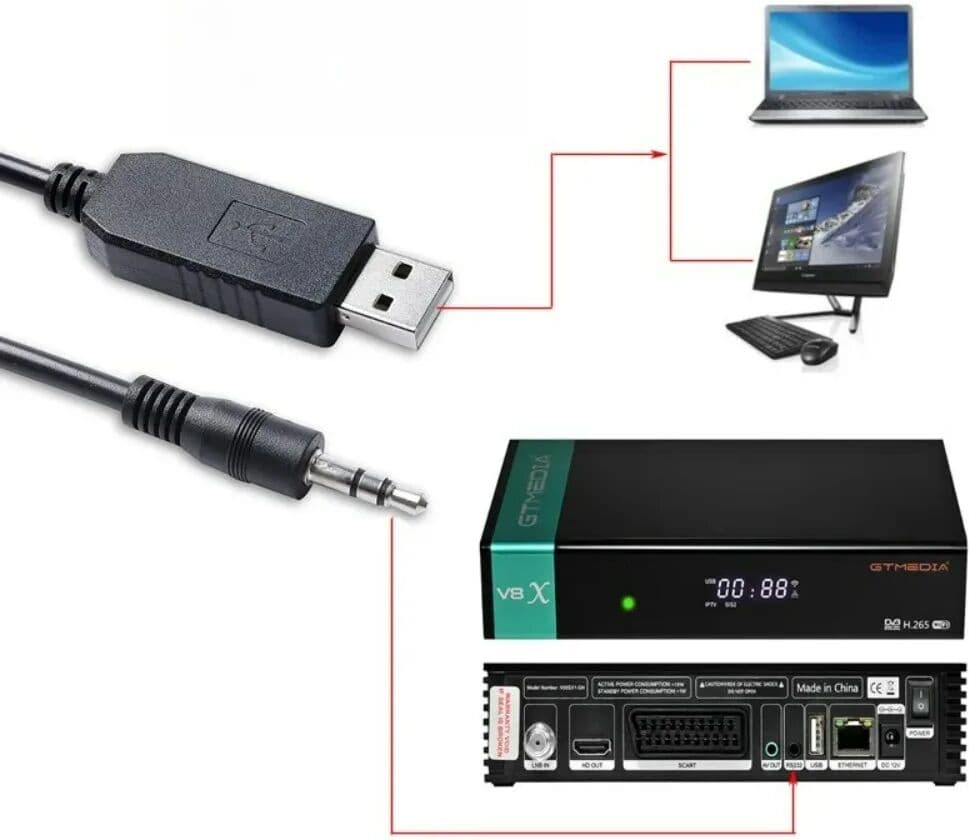 LISV GTMedia V7 V8 Super Satellite Receiver SAT TV Box Flash Refresh Update Prolific USB to RS232 Serial Update Upgrade Flash Cable