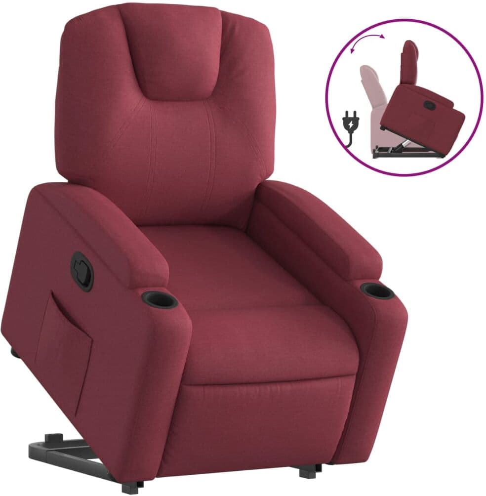 vidaXL Fauteuil inclinable rouge bordeaux tissu
