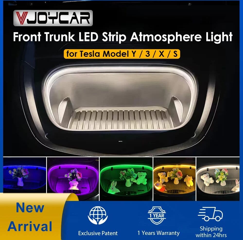 VJOYCAR Frunk Brighten LED Strip Modified Lighting for Tesla Model 3 Y S X 2018~2026 Waterproof Flexible Front Frunk Light