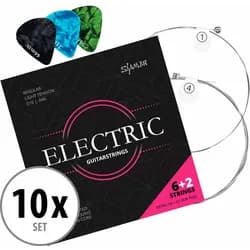 Shaman Electric Saiten für E-Gitarre inkl. 2 Ersatzsaiten und 3 Plektren 10x Set