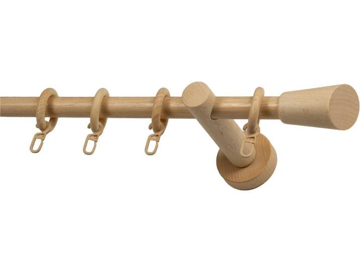 Gardinenstange GARESA CLASSICO MOLIS , beige (natur), L:400cm, Gardinenstangen, Gardinenstange, Vorhanggarnitur, verlängerbar, Wandmontage, Keil, mit Ringe und Haken