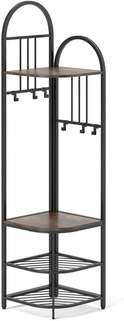 Fairmont Park 4-Tier Coat Rack 180Cm Tall Entryway Shoes Shelf Organizer Black/Brown