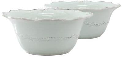 Modern Southern Home Set of 2, 10 Inch Scalloped Stoneware Bowls Blue