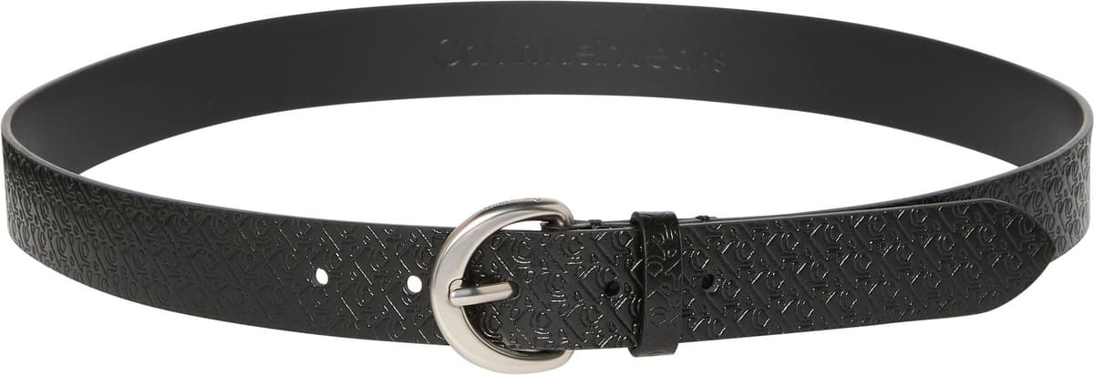 Ledergürtel CALVIN KLEIN "CLASSIC BUCKLE AOP 30MM", Damen, Gr. 95, schwarz (schwarz, pewter), Rindsleder, unifarben, Gürtel Ledergürtel schwarz, pewter 95