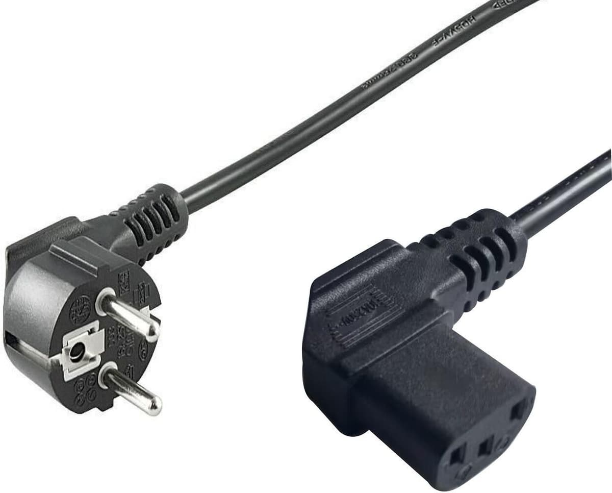 Microconnect Power Cord Schuko CEE 7/7 Angled to IEC C13 Angled Black - 1.8m