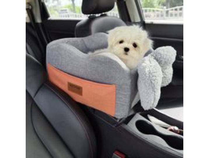 VEVOR Console Autostoel voor Honden, Middenconsole Hondenverhoger voor Kleine Honden, Autostoel voor Huisdieren voor Auto-armsteun met Bevestigbare Riem, Verstelbare Riemen, Ondersteunt tot 8 lbs, Donkergrijs