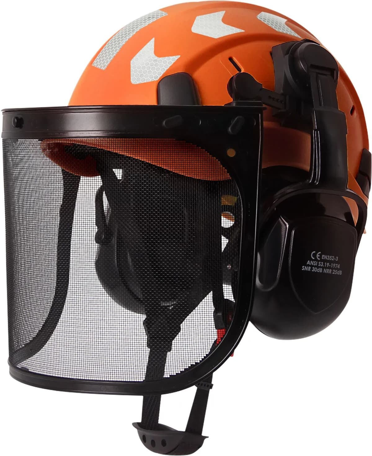 Aolamegs ABS Forestry Safety Helmet With Protective Full Face Mesh Shield Mask Earmuffs for Chainsaw Brushcutter Trimmer Work Hard Hat
