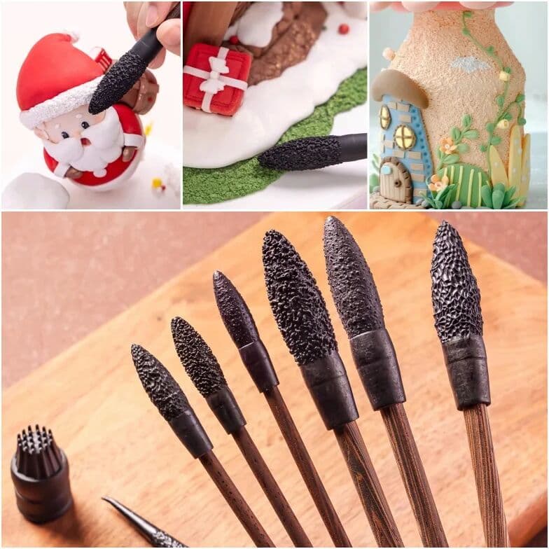 NONE 9pcs Clay Sculpture Texture Stick Tools Rough Plush Texture DIY Clay Soft Pottery Knead Shaping Pen Set Polymer Clay Tools