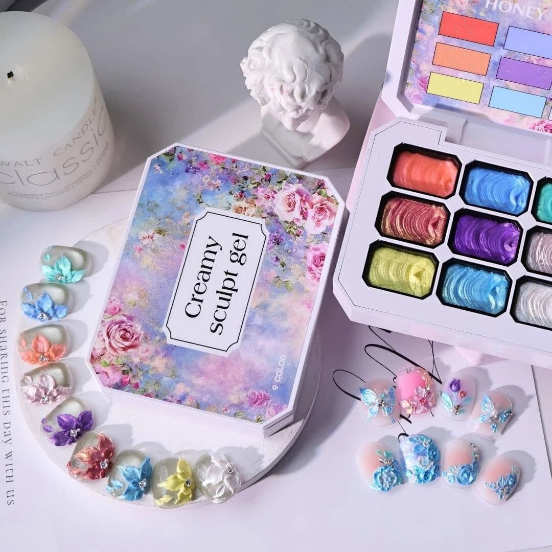 NONE Solid Pearlescent Painting Nail Gel Polish For 3D Sculpting Creative Texture Floral Designs UV LED Relief Gel Nail Art Decor