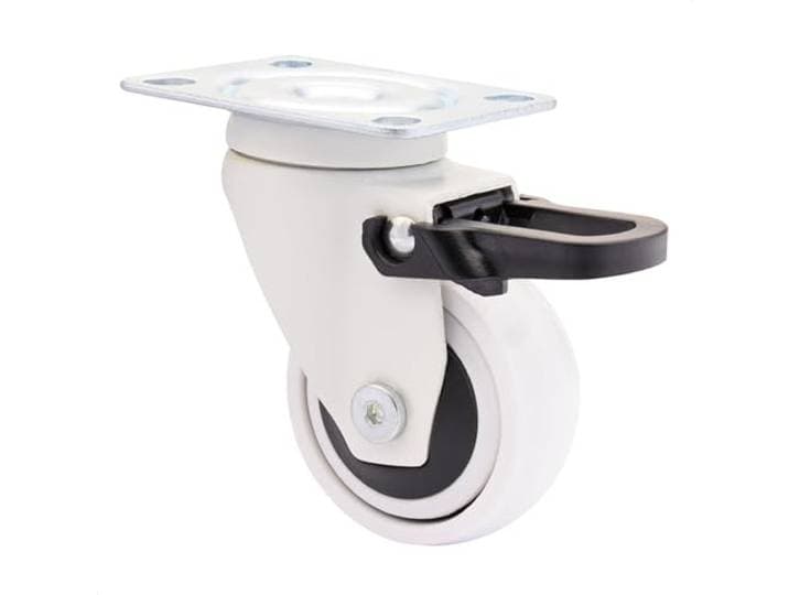 WAGNER Design - 3C - Zwenkwiel/meubelwiel/transportwiel met bevestigingsplaat - wit, met zacht loopvlak, diameter Ø 50 mm, totale rem, kogellager, max. belasting 50 kg - 01235101