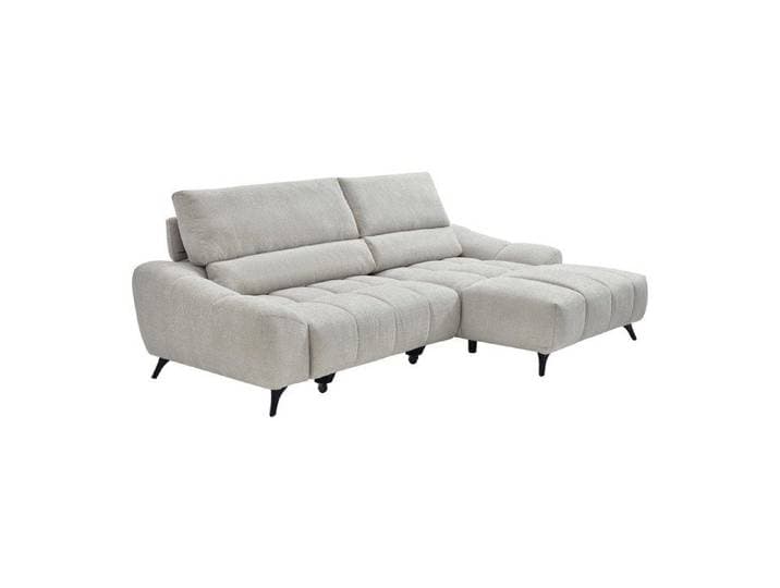 Canapé d'angle droit relax avec assise coulissante en tissu beige ELOSIA