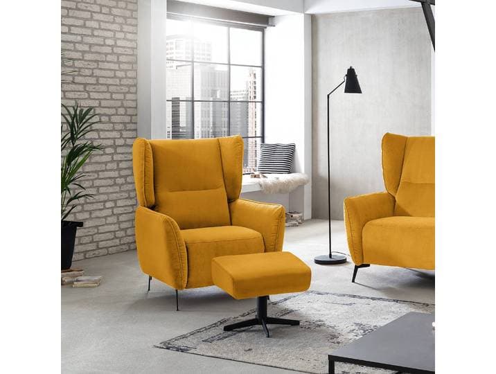 home24 Gestoffeerde hocker Lehi geel/mosterdgeel