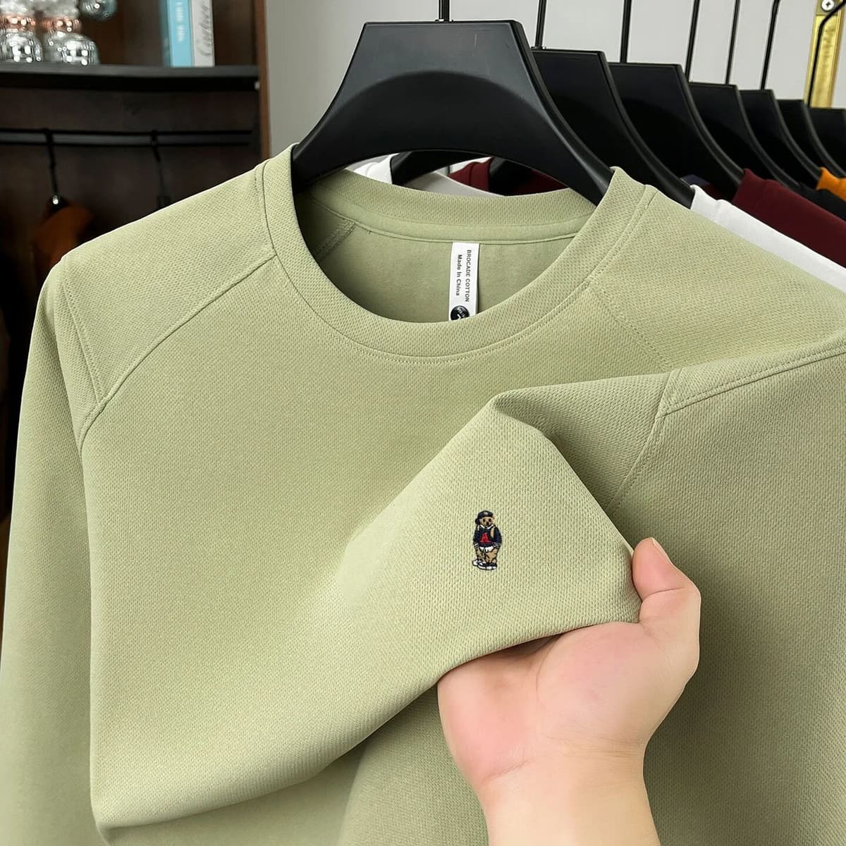 NONE High quality autumn new men's sweatshirt luxury brand fashion casual cartoon bear embroidered decoration round neck pullover