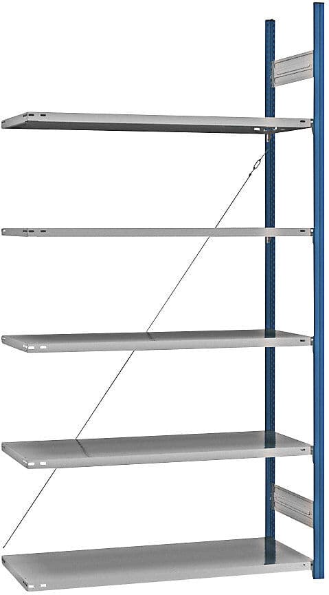 Fachboden-Steckregal, blau / verzinkt, Regalhöhe 2350 mm, Fachbodenbreite 1215 mm, Anbauregal, Fachbodentiefe 550 mm eurokraft pro