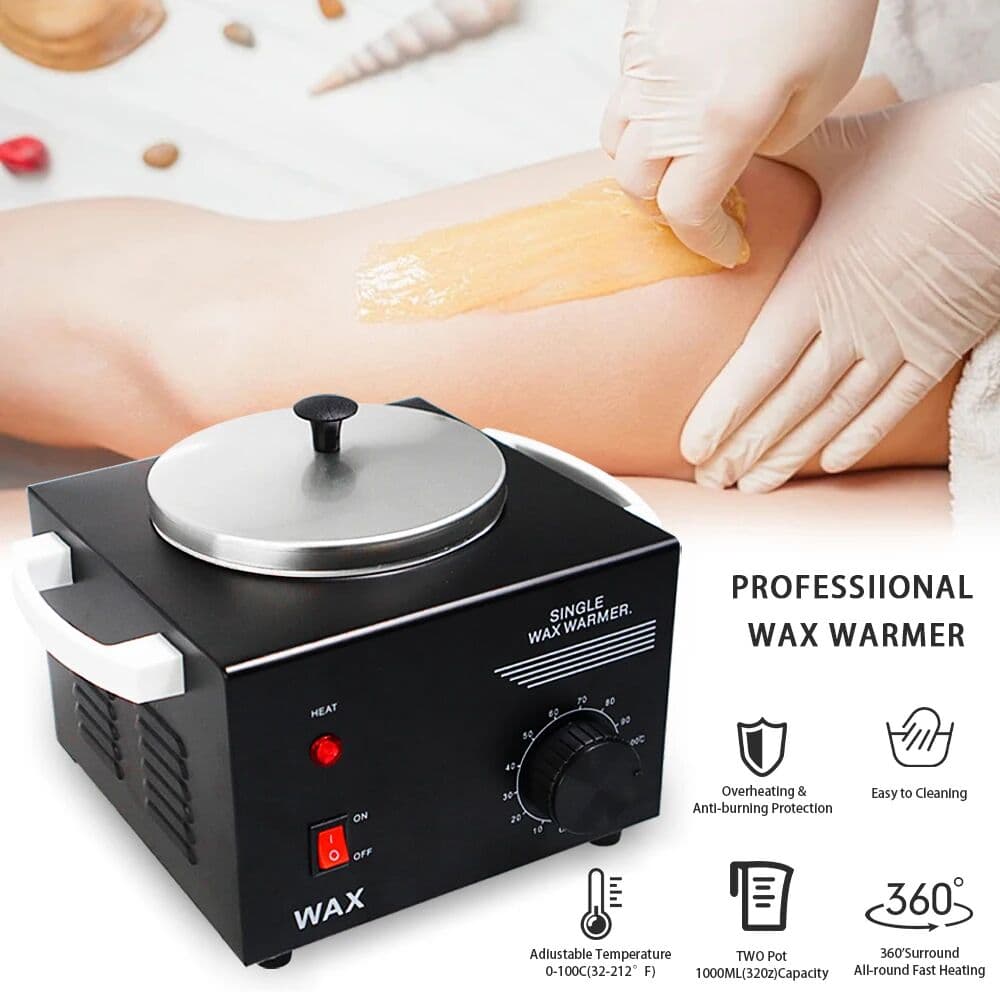 VamsLuna Multifunction Electric Single Pot Wax Heater Warmer One Button Adjustable Temperature Remove Body Hair For Beauty Salon Home