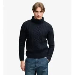 Superdry für Herren. M6110772A Jersey Jacob Cable Roll marineblau (L), Lässig, Wolle