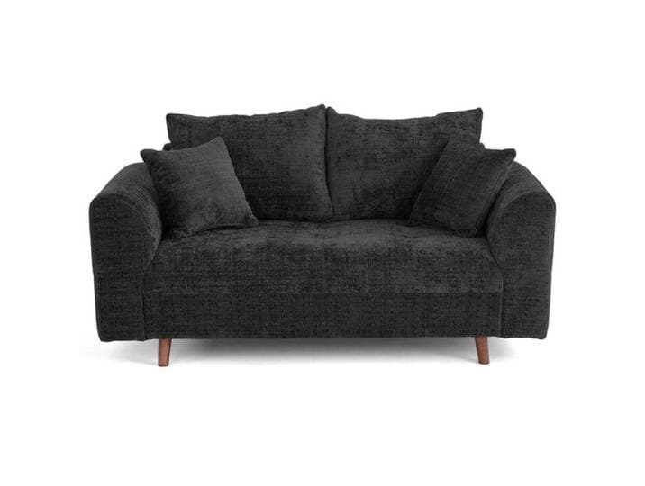 Rune - canapé droit 2 places en velours texturé - Gris Anthracite