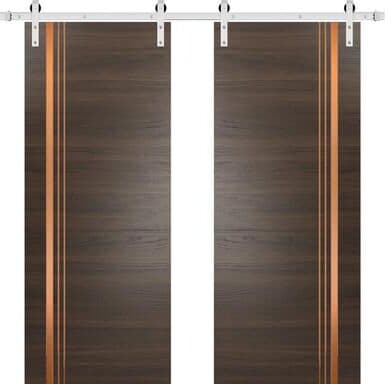 SARTODOORS Planum 1010 Chocolate Ash Wood Double Sliding Barn Doors
