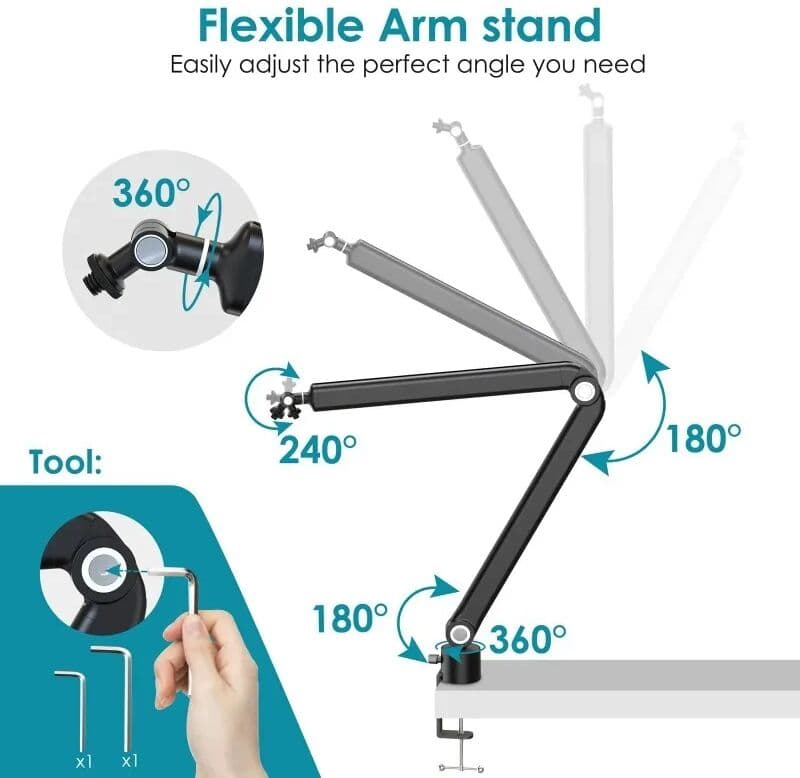 NONE Adjustable Metal Microphone Stand Suspension Scissor Boom Arm for Gaming Streaming USB Condenser Mic A8 A6V K688 K669 K658