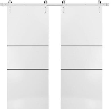 SARTODOORS Planum 0014 White Wood Double Sliding Barn Doors
