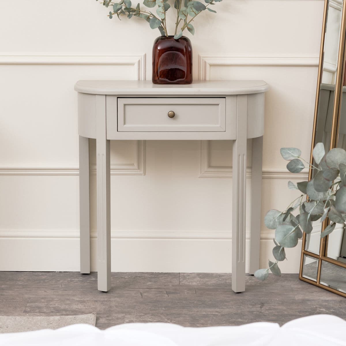 Grey Half Moon Table - Daventry Taupe-Grey Range Wood