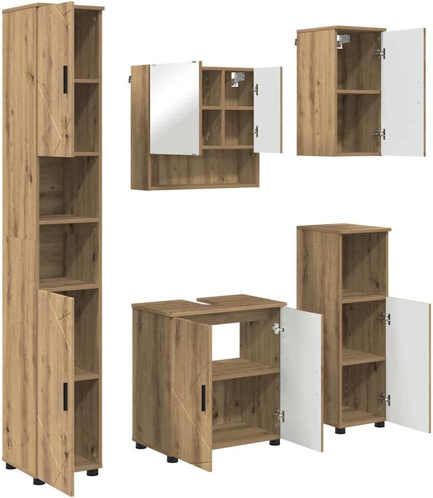 vidaXL Ensemble de mobilier de salle de bain 5 pc Chêne artisanal