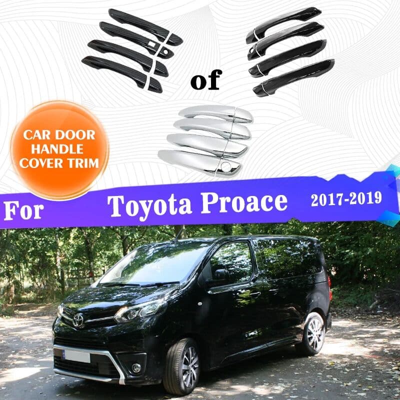 NONE LHD Car Door Handle Cover For Toyota Proace 2017 2018 2019 gorgeous Gloss Black Carbon Fiber Chrome Sticker Trim Car Accessories