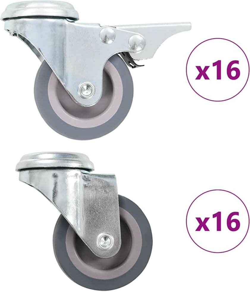 vidaXL 32 pcs Roulettes pivotantes à trou de boulon 50 mm