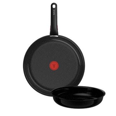 Pfannen-Set TEFAL "Ingenio Excellence Keramik", schwarz, Pfannen, abnehmbarer Ingenio-Griff, Thermo-Signal, stapelbar, Induktion