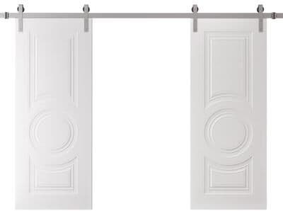 SARTODOORS Basic 9801 White Wood Double Sliding Barn Doors
