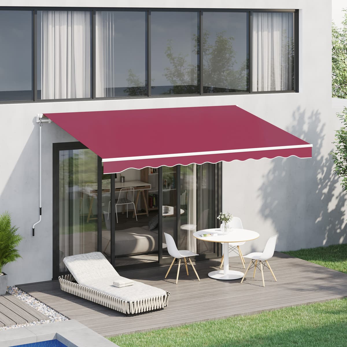 Altro Tenda Da Sole Avvolgibile A Caduta Con Manovella, In Alluminio E Poliestere, 295x245cm, Rosso Scuro