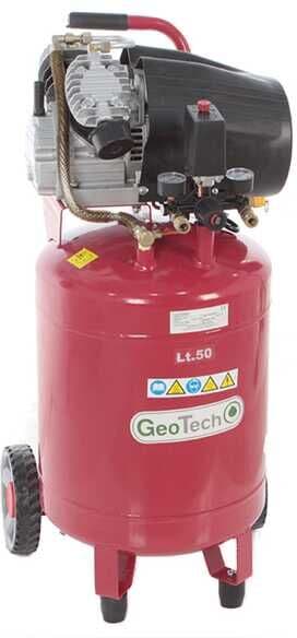 GeoTech AC50V-10-30VC Elektrischer Kompressor mit Wagen - Motor 3 PS - 50 Lt Druckluft vertikal