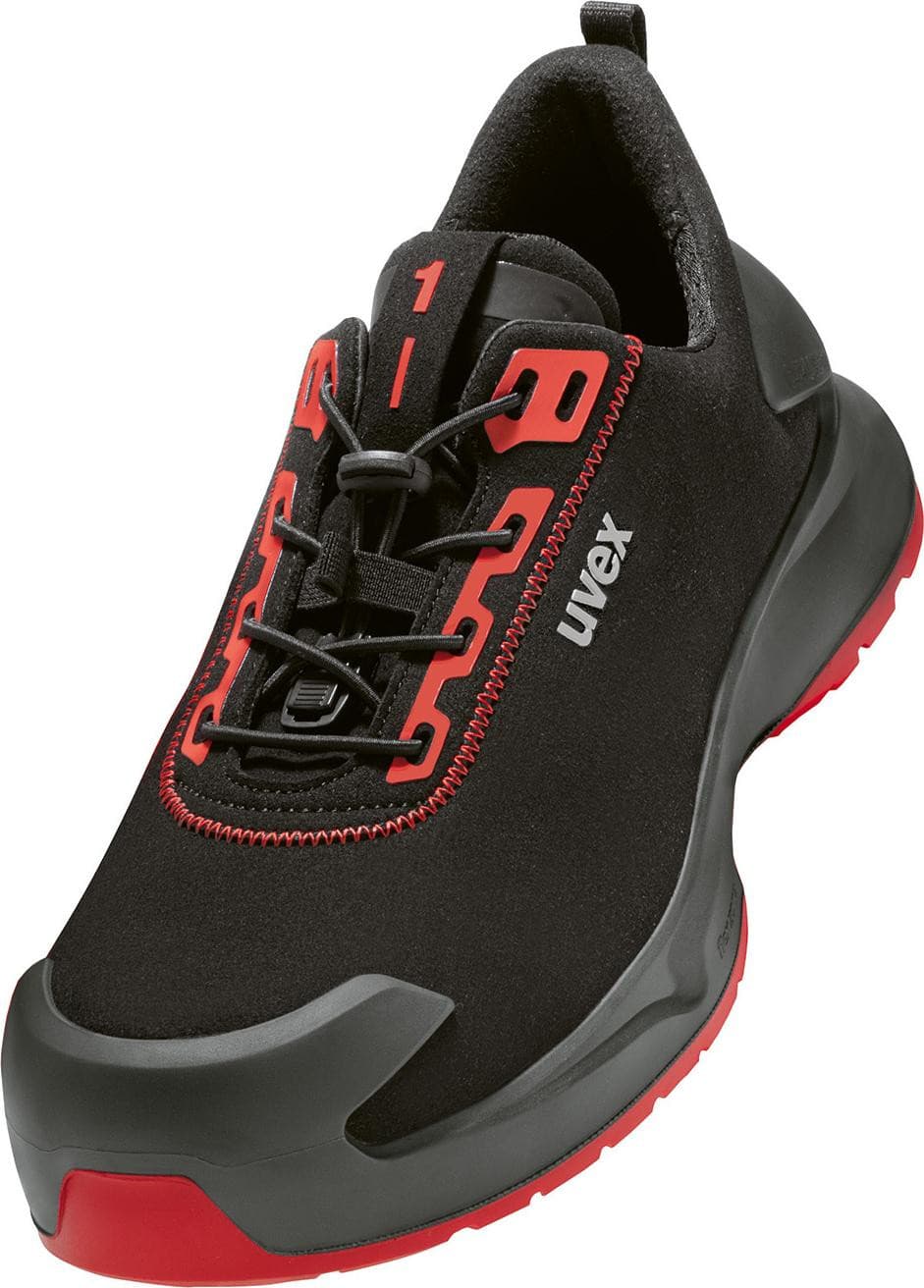 Uvex 1 x-craft veiligheidsschoenen voor dames, zwart-rood, ESD