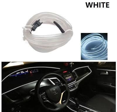 Inspired Living GlowDrive LED Car Interior Lights Ambient Dashboard Strip Kit white 1m cigar Lighter Plug