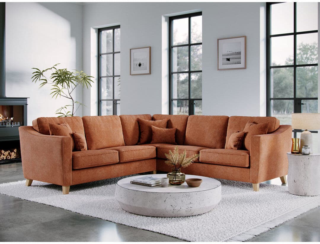 George Oliver Stoystown 5 Seater Corner Sofa Orange 86cm H X 237cm W X 237cm D