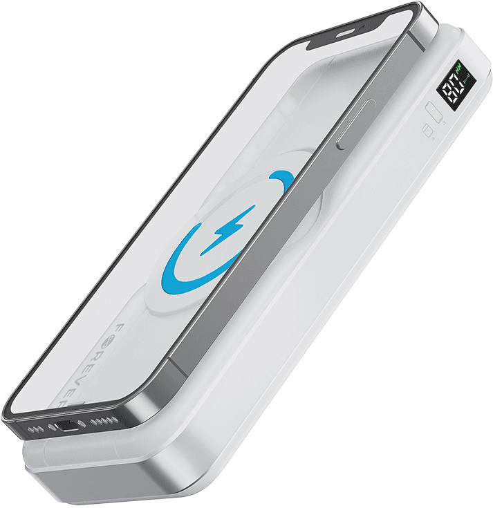 3-i-1 Magnetisk Trådløs PowerBank - Forever MATB-300 - 10.000 mAh - MagSafe Kompatibel - Hvid