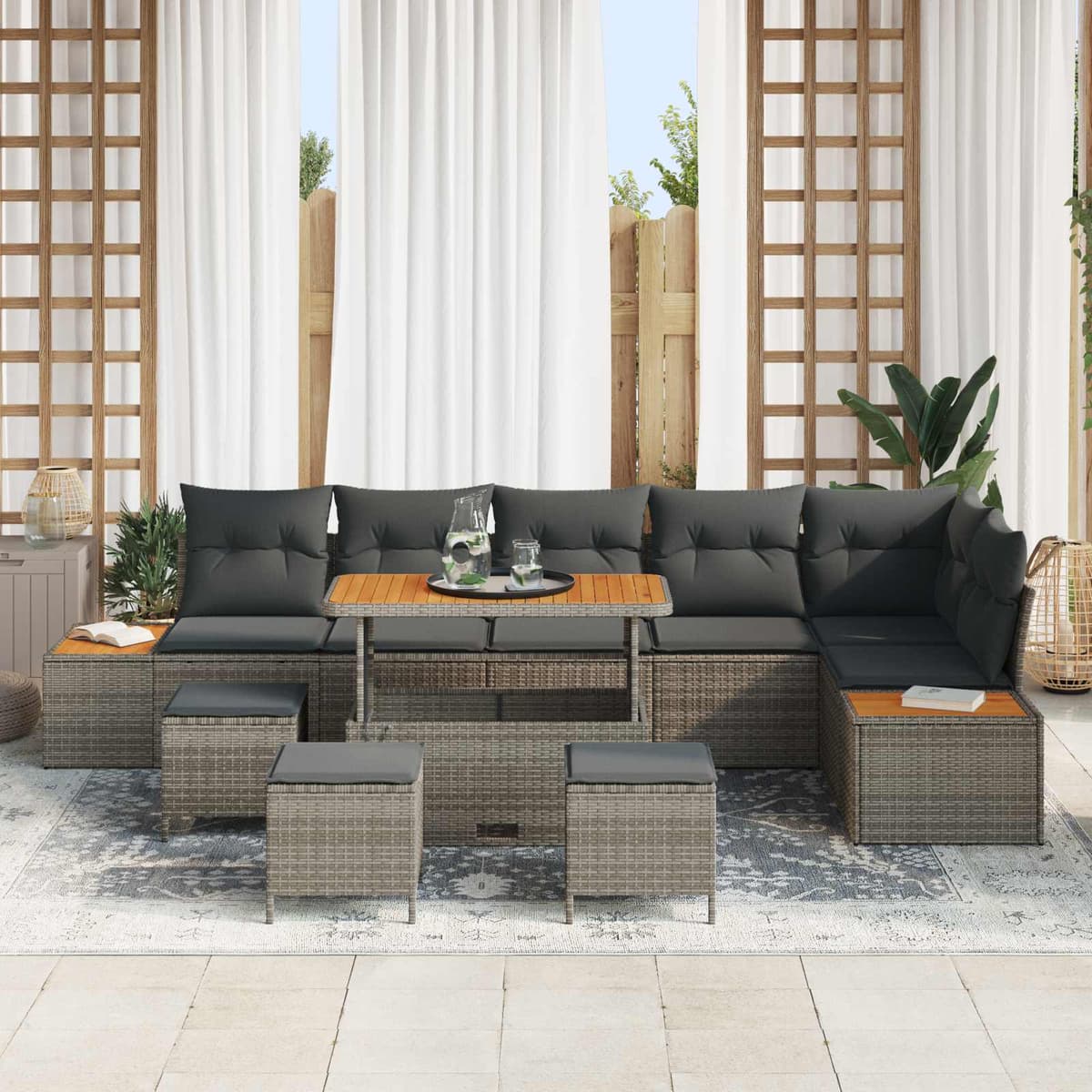vidaXL Ensemble de canapé de jardin 10 pièces 9-Nombre de places Gris