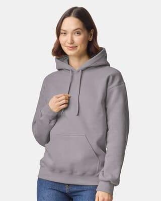 Gildan G195 Hammer Maxweight Hooded Sweatshirt in Gravel size Medium   75% us cotton, 25% recycled polyester