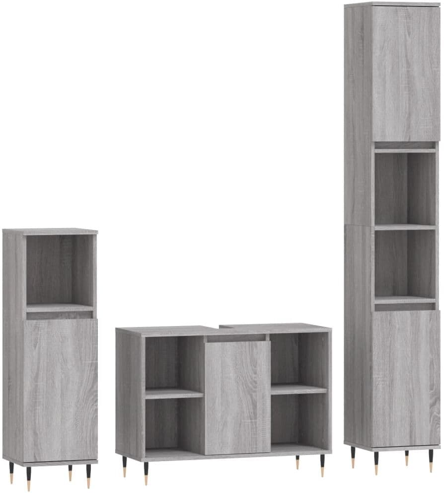 vidaXL Ensemble de meubles de salle de bain 3 pcs Sonoma gris
