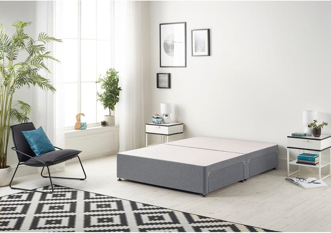 17 Stories Fayga Plush Velvet Divan Bed Base with Draw Options Charcoal Small Double (4')