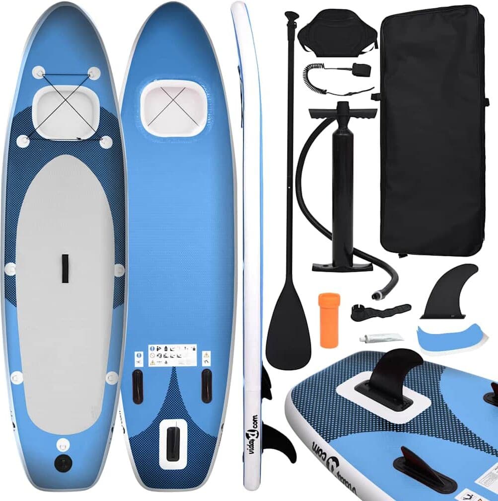 vidaXL Ensemble de planche SUP gonflable Bleu 360x81x10 cm