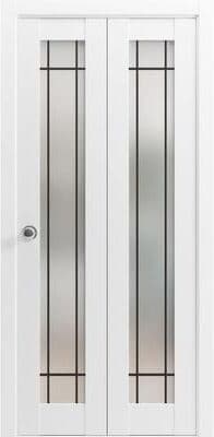 SARTODOORS Planum 2112 White Wood Bi-Fold Closet Doors with Frosted Glass