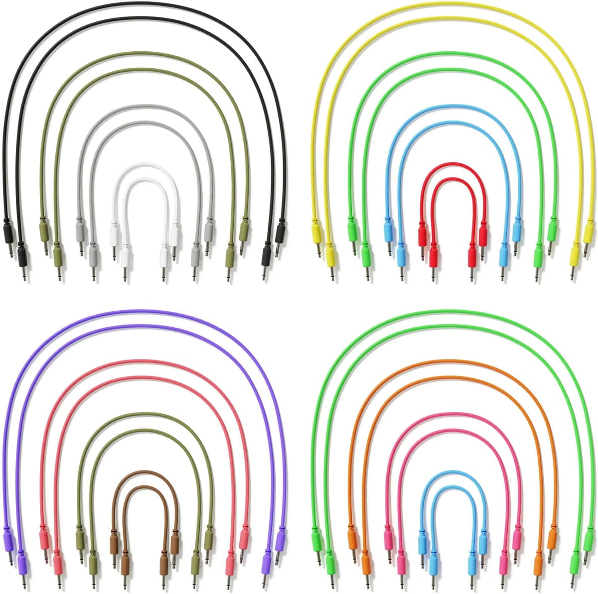 ExcelValley - 8-Pack - Mono Modular Patch Cables TS 3.5mm 1/8 inch Eurorack Synthesizer