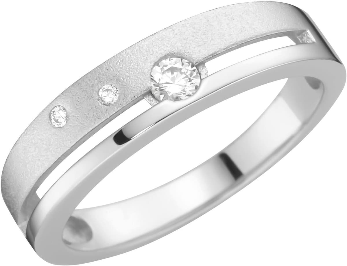 Fingerring FIRETTI "Schmuck Geschenk Damenring Ring matt glanz" Gr. 16, silber (silberfarben, kristallweiß), Fingerringe, Damen, 16, Messing, 2,8mm, Fingerring, mit Zirkonia (synth.) silberfarben, kristallweiß 16, Messing, 2,8mm