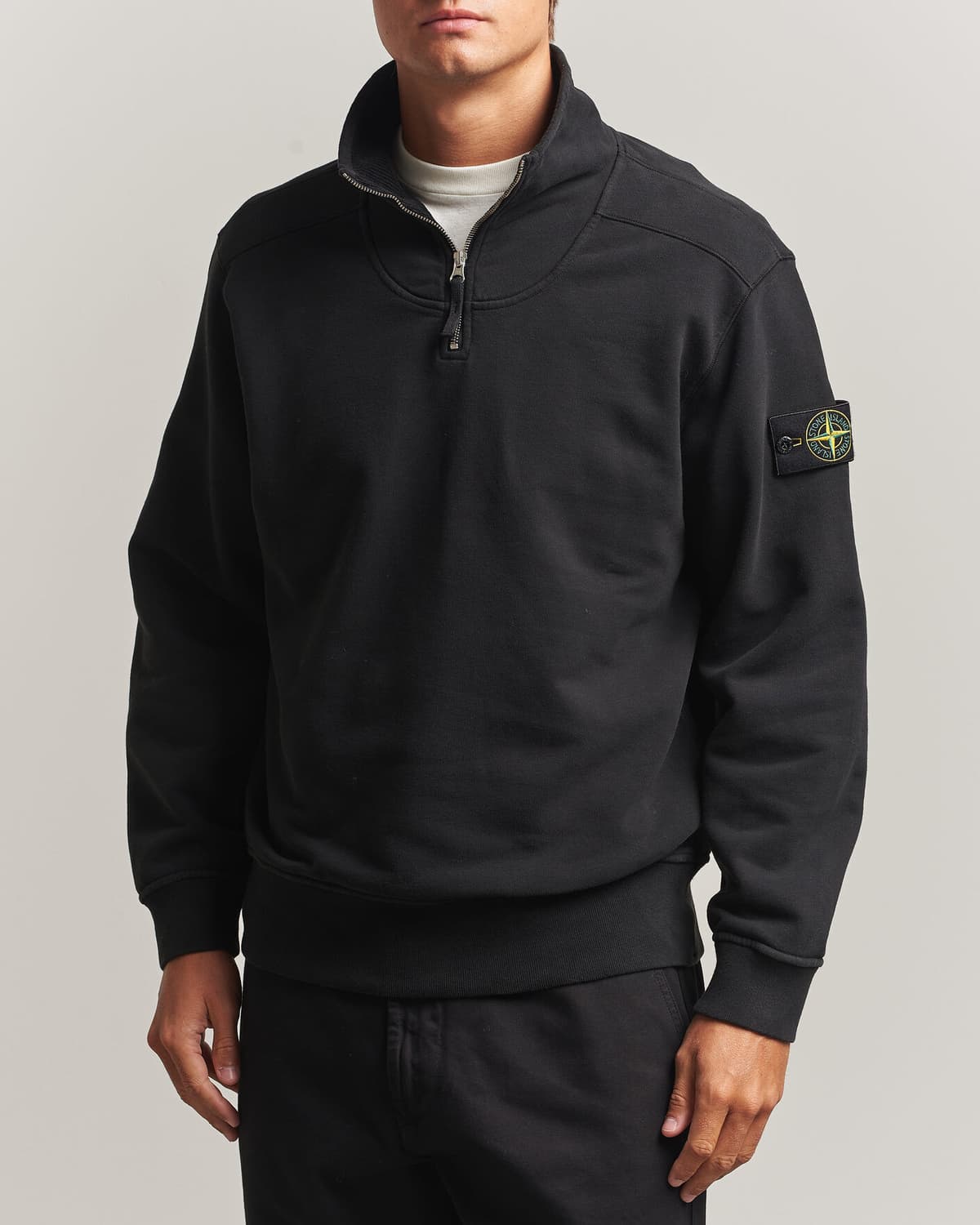 Stone Island Brushed Cotton Fleece Half Zip Black men XXL Sort