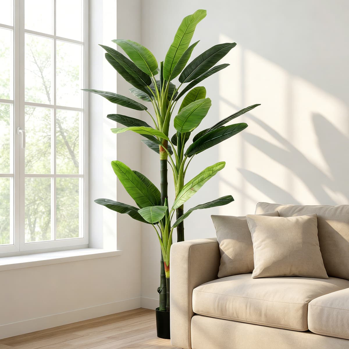 Homcom Albero di Banano Artificiale Pianta Finta con 18 Foglie, 180 cm, Verde   Aosom Italy