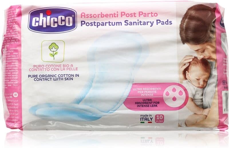 Chicco Postpartum Sanitary Pads 100% Pure Organic Cotton σερβιέτες λοχείας 10 τμχ